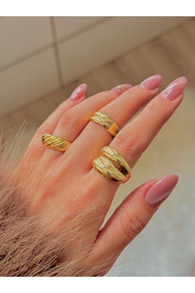 YOUES JEWELRY طقم خواتم نسائية من الفولاذ مكون من 3 قطع