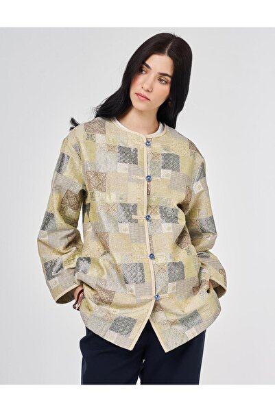KYR Square Pattern Jacquard Jacket Mold Green