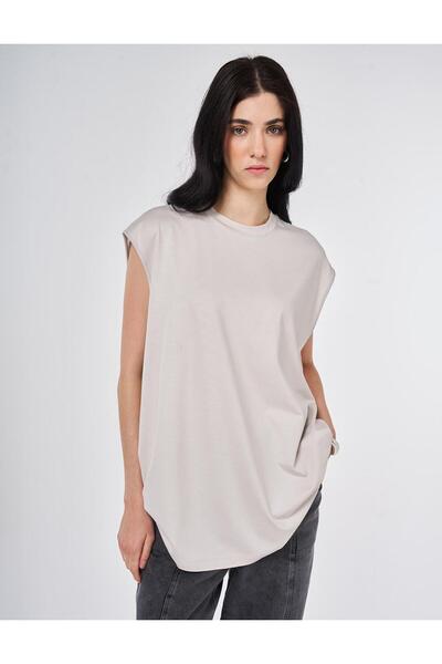 Kayra Zero Sleeve Knitted Blouse Light Gray