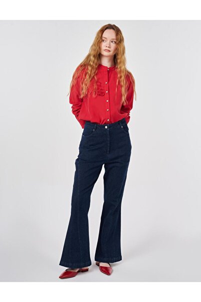 Kayra Denim Trousers with Stitching Detail Super Stone Wash