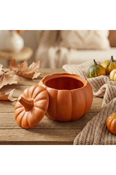 MKC STUDIO Minimal İskandinav Tarzı Seramik Görünümlü Balkabağı Mumluk&Şekerl...