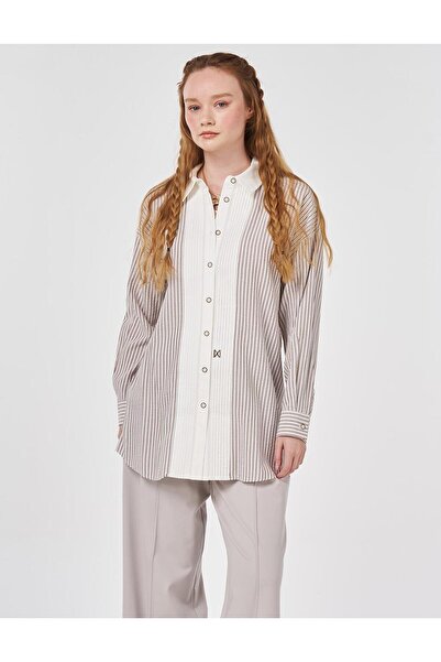 KYR Ribbed Stitched Viscose Tunic Brown