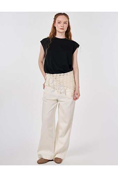Kayra Relaxed Fit Canvas Trousers Ecru