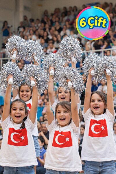 TOYFEST PonPon Металевий блискучий срібний Amigo з палицею Міцний легкий убол...