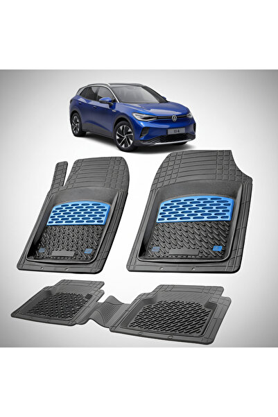 TEAMCAR Tray Type Car Mats Compatible with Volkswagen ID.4 2020-2025 - Blue
