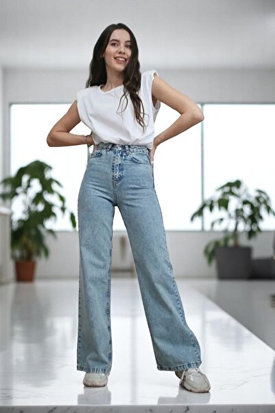 Livik Zinnia Snow Washed Women's Palazzo Jean Wide Leg Extra High Waist 4 Poc...