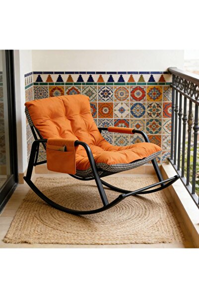 Mtanvxay كرسي هزاز مزدوج مبطن مع مساند للذراعين وحقيبة تخزين، كرسي استرخاء لغ...