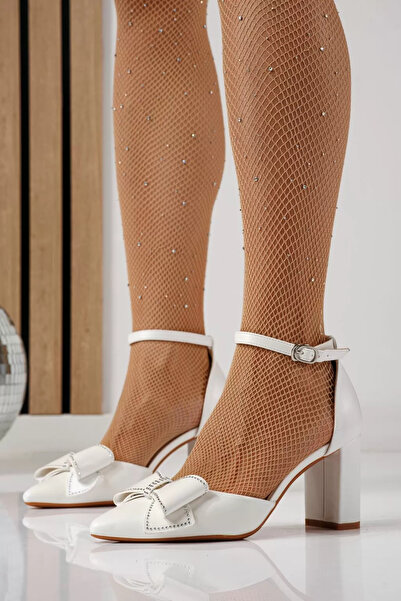 Zaira Women's white high-heeled shoes made of eco-leather Leila #24268 - 40