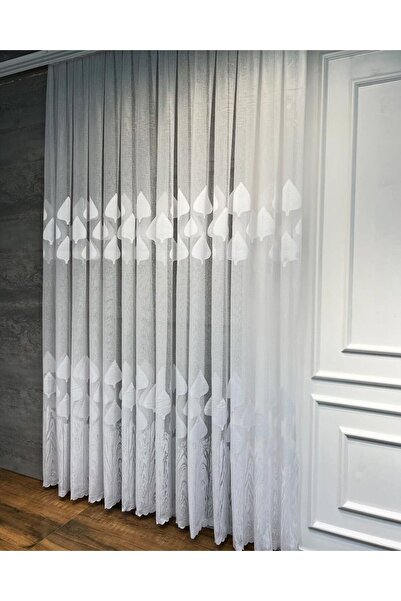 Belvedere Natural Leaf Patterned Tulle Curtain