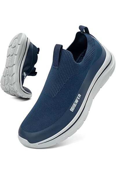 SOSENFER Men's sports shoes, thick sole, blue, gray sole 45