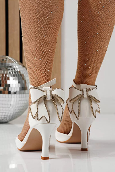 Zaira Women's white high-heeled shoes made of eco-leather Josephina #24263 - 40