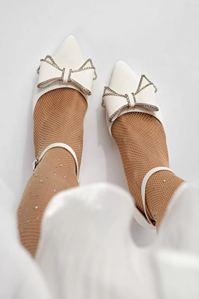 Zaira Women's white high-heeled shoes made of eco-leather Jamila #24259 - 40