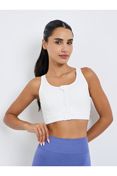 Styli Women Racerback Peep Front Zip Up Sports Bra