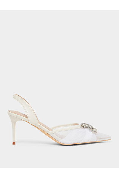 Styli Women White Embellished Slingback Sandals