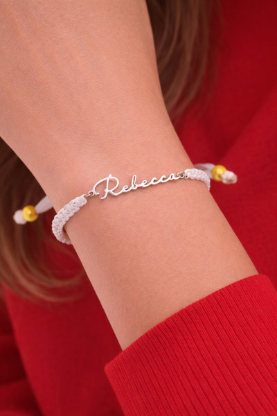 Soleildor 925 ayar Gümüş İsimli Makrome Gümüş Bileklik