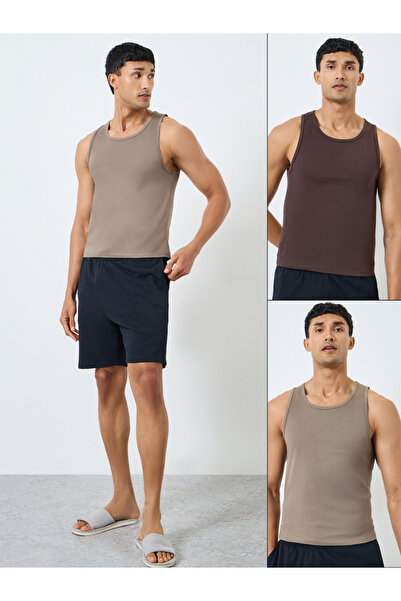 Styli Pack of 2 - Men Brown Cotton Vest