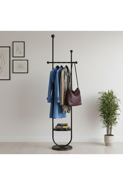 EqiEch Nordic Luxury Marble Coat Rack, Freestanding Metal Rolling Rack for Be...