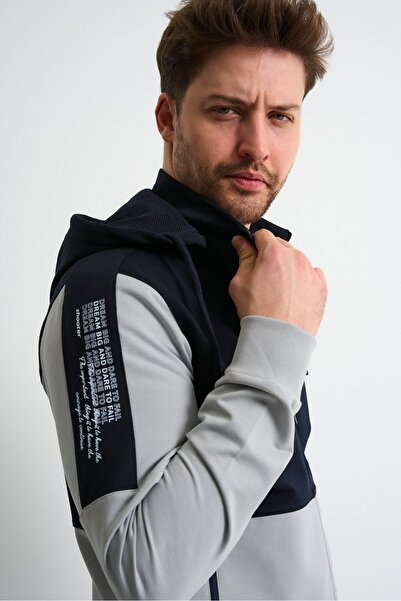 Shooter Sportswear Gray Premium Men's Tracksuit Set Seasonal Hooded Comfortab...