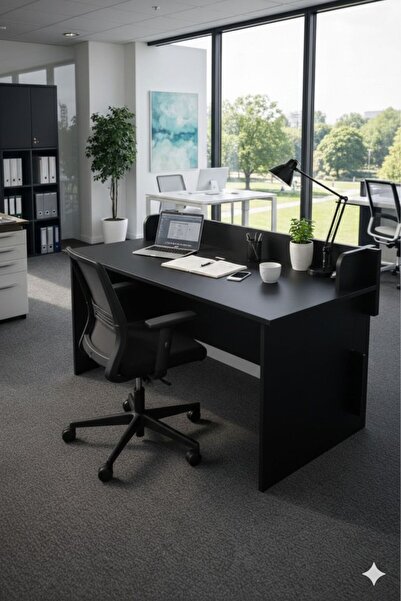 Zizuva Siyah Tasarım Çalışma Masası Bilgisayar Masası Çizim Masası -Vidasız K...