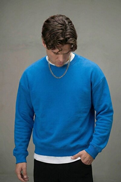 gothamvibes Men's Boxy Oversize Blue Sweatshirt