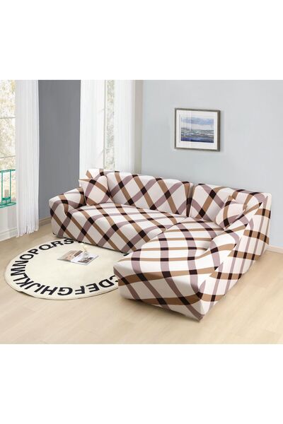 ANATOLIATEKSTILE Elastic Corner Sofa Cover M+L, L(180*230)+M(145*200) with el...