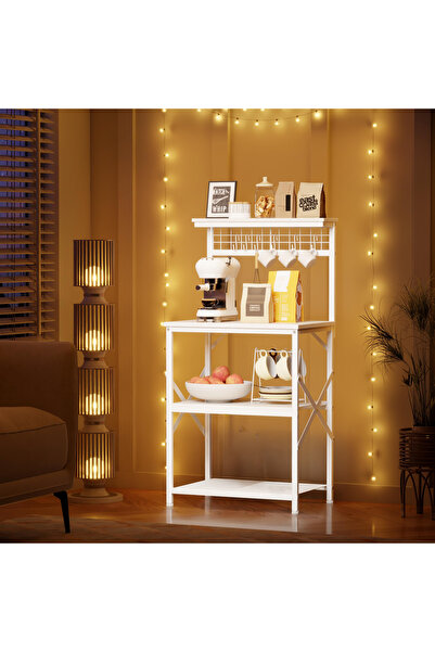 Yanara 4-Tier Kitchen Baker's Rack with Hutch, Microwave Stand & Coffee Bar w...