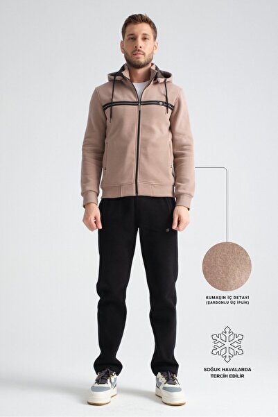 Shooter Sportswear Mink Men's Winter Tracksuit Set, Three-Thread Hooded Regul...
