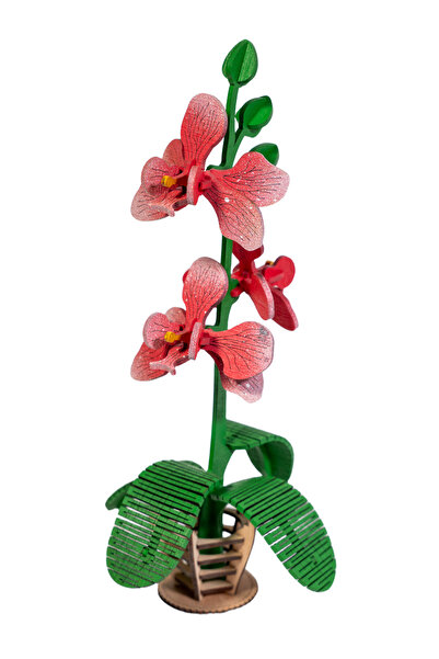 Amco Orhidee decorativă din lemn – Design realist, tăiată cu laser, 29x14 cm