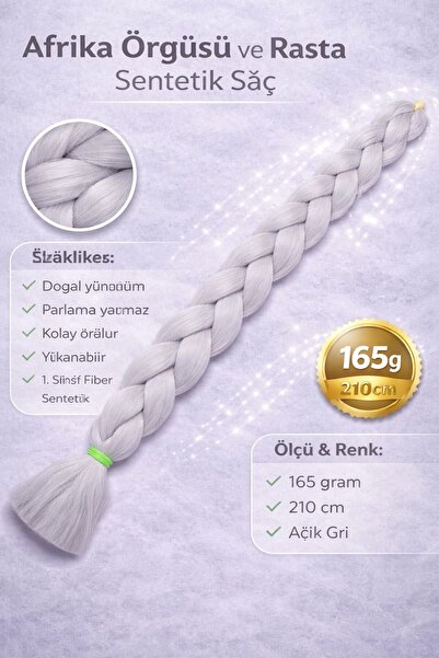 ÖRÜK EVİ Afrika Örgüsü & Rasta İçin Sentetik Saç – Grey - Açık Gri | Esperer