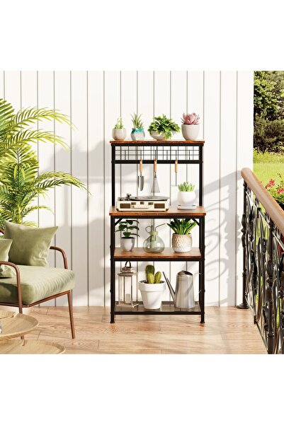 Yanara 4-Tier Kitchen Baker's Rack with Hutch, Microwave Stand & Coffee Bar w...