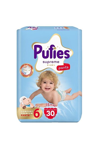 Pufies Supreme Pants Diapers, Size 6 Extra Large, 15+ kg, 30 Pieces