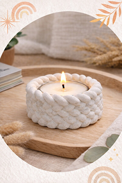 MumDukkanim El Yapımı Örgü Desen Mumluk – Tea Light Uyumlu Dekoratif Mumluk (...
