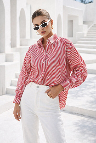 Rich Жіноча смугаста сорочка з довгими рукавами Oversize