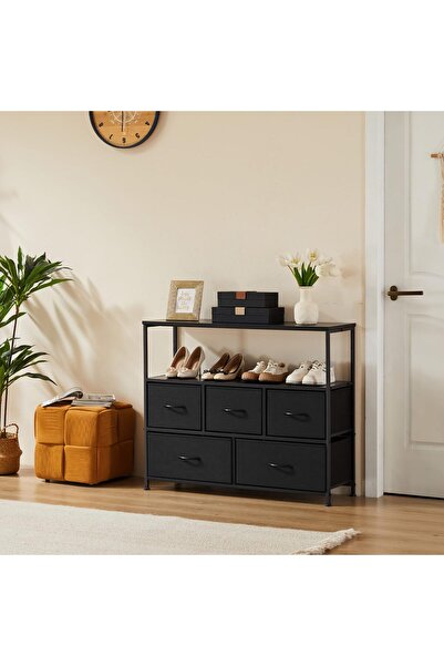 Yanara TV Stand Dresser with 5 Fabric Drawers & Open Shelf for 45" TV, Compac...