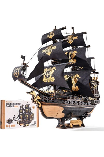 ROKR 3D wooden puzzle, sailboat and seahorse model 603 pieces