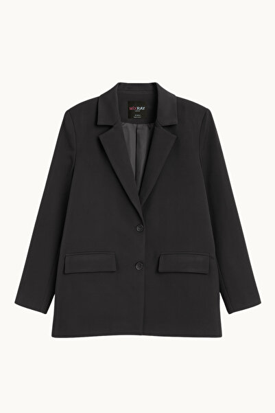 Mixray 4786 Women's Oversize Double-Breasted Blazer Jacket Black