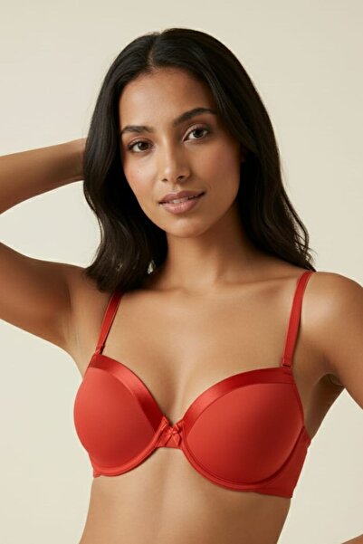 Manken Pomegranate Blossom Satin Detailed Padded Underwire Bra - Everyday Bra...