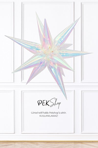 PEKSHOP Hologram Kutup Yıldızı Folyo Balon 24inç