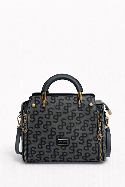 louisiana polo Silver Polo Women's Bag Monogram Patterned Gray Anthracite 1079