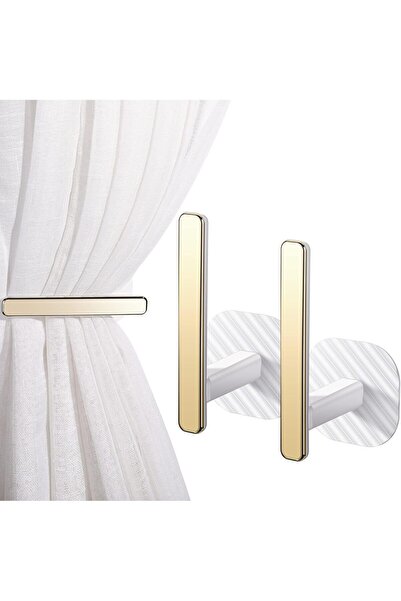 RAWAID عبوتان من حوامل الستائر الذهبية ذاتية اللصق، أربطة ستائر على شكل حرف L...