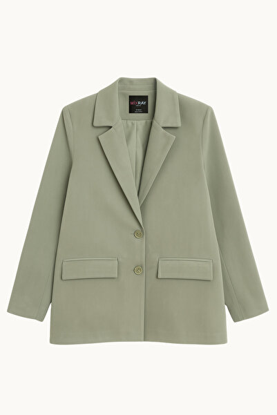 Mixray 4786 Women's Oversize Double-Breasted Blazer Jacket Khaki