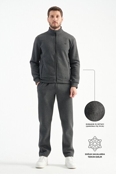 Shooter Sportswear Anthracite Deluxe Winter Men's Tracksuit Set with Stitchin...