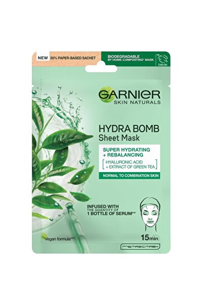 Garnier Set of 3 x Moisture + Freshness Facial Mask Sheets, Green Tea, Normal...