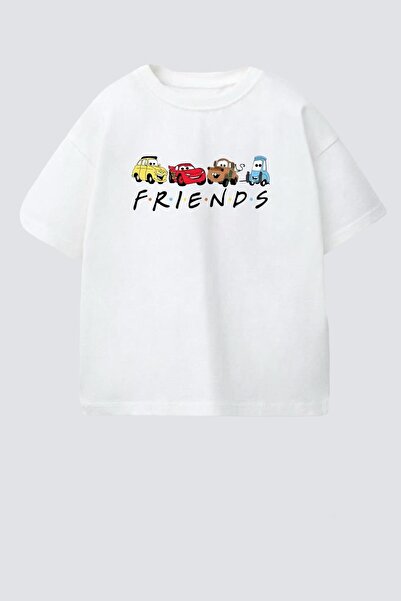 Monila Tricou pentru băieți din bumbac, cu decolteu rotund și imprimeu cu mașini