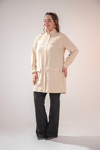 Roxxlen Large Size Zippered Pocket Bag Stone