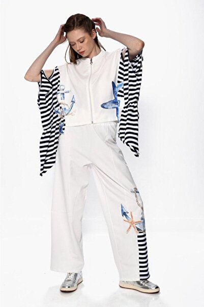 DQMANE طقم بتصميم خاص مطرز ومخطط