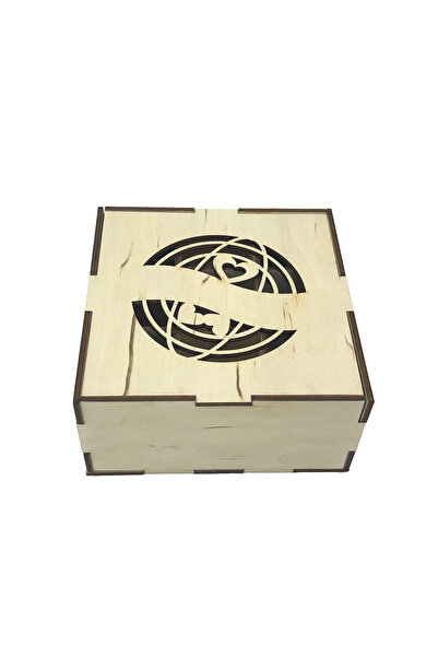 Amco Wooden gift box with abstract pattern 13.6x13.6x6.5 cm