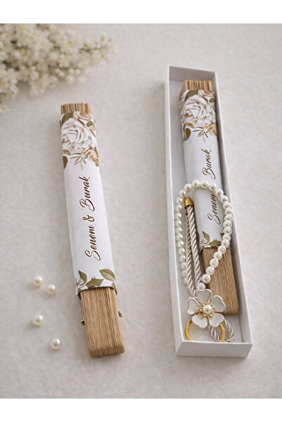 Şekerdavet Kutulu Yelpaze & İnci Detaylı Anahtarlık – Zarif Hediyelik Nikah ,...