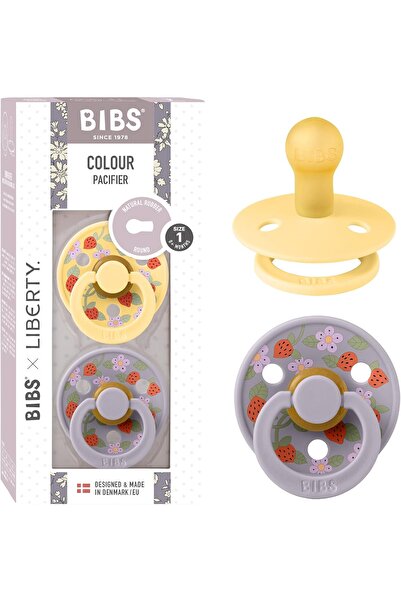 Bibs لهاية حلمة دائرية من ليبرتي، عبوة من قطعتين، لون الفراولة والكريمة