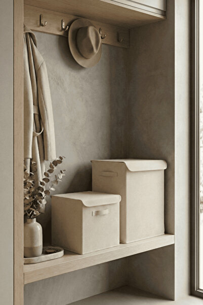 homyjr's Homyjr’S Set of 2 Fabric Storage Boxes with Lids (Large + Small) Clo...